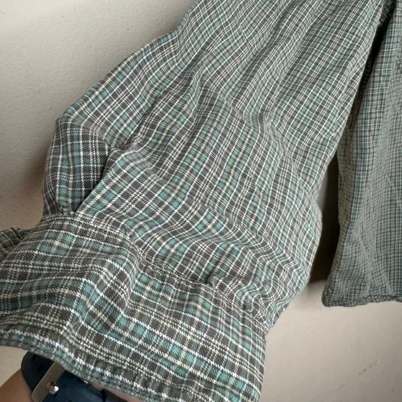 Eddie Bauer Men's Green Micro Plaid Long Sleeve Casual Button Shirt Size XL - Picture 4 of 12